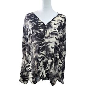 Jeans by Buffalo modern long sleeve or quarter sleeve chiffon blouse tie front L